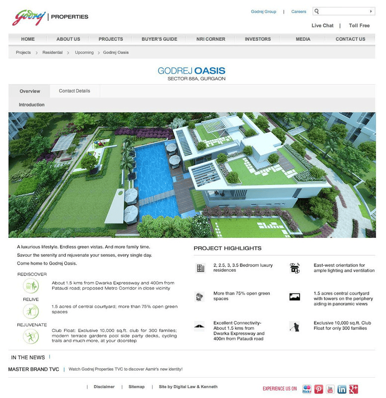 Website redesign for godrej properties.- Work Skills of Himayalan Butterfly